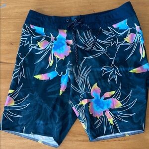 Billabong Blue and Pink Board Shorts Tropical Print